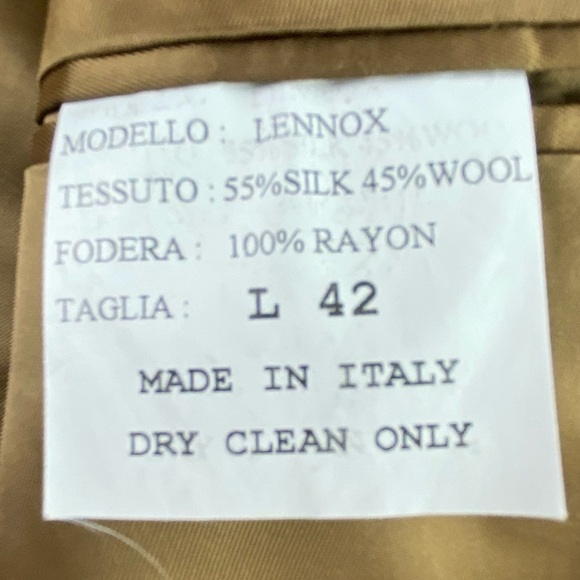 Vtg Stewart Hall Golden Wheat 3 button Men's Italian Made Suit Jacket size 42L - Picture 11 of 11